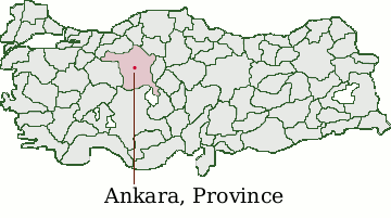 Turkey map with focus on Ankara